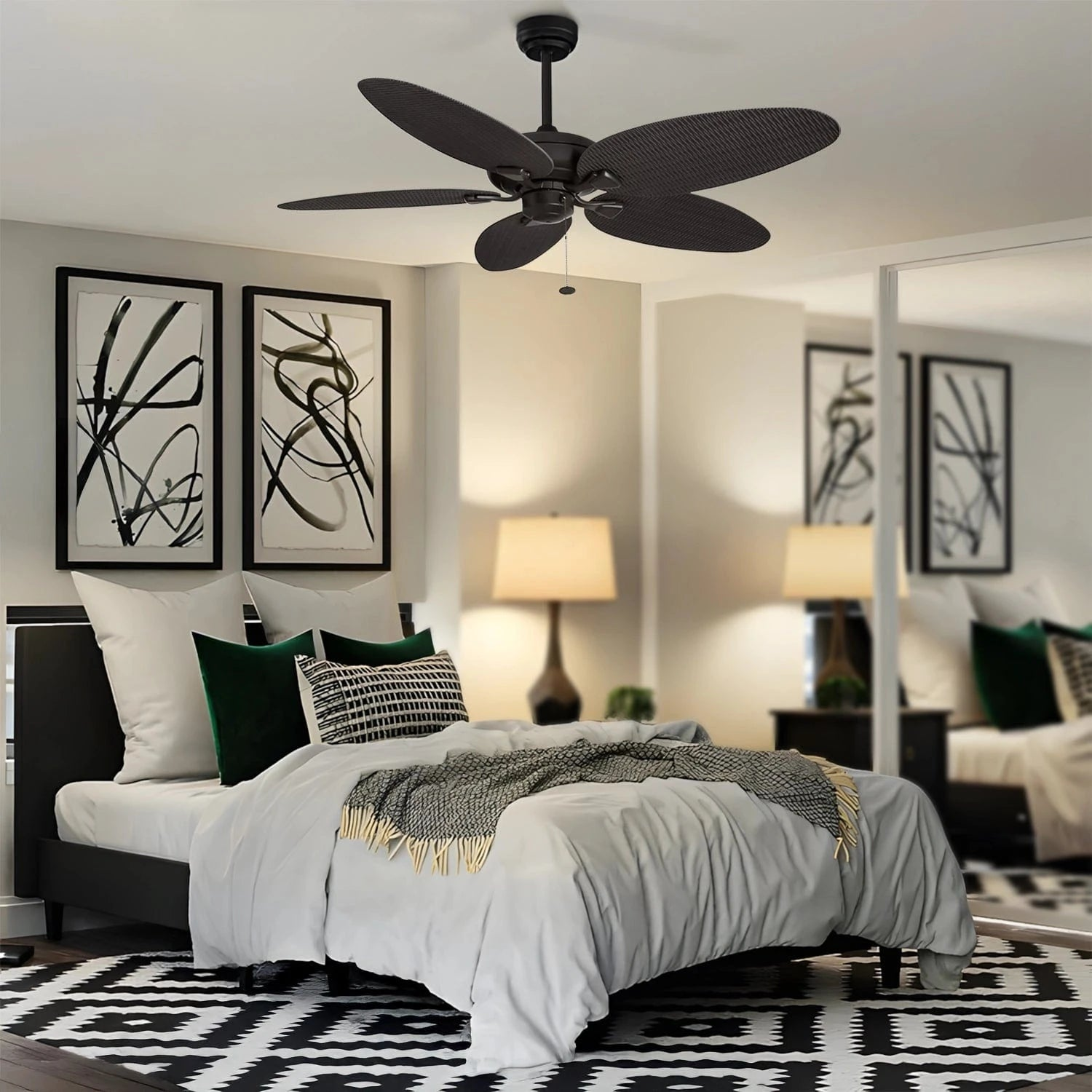Nature's Swirl (52 Inches Span, Black) Ceiling Fan